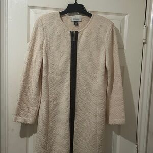 St. John Cream Textured Knit Sweater Jacket Sz 12